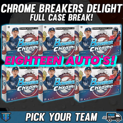 Break 1064 - MLB - 2025 Bowman Chrome Breakers Delight FULL CASE!  - PICK YOUR TEAM