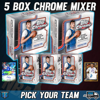 Break 1253 - NBA - Topps Chrome 5 Box Banger! - PICK YOUR TEAM!